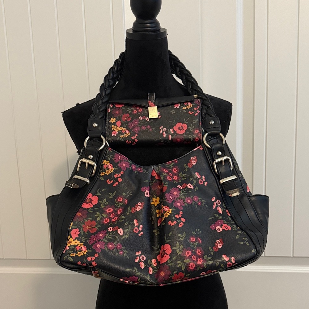 Apt. 9‎ Black and Pink Floral Shoulder Bag and Wallet